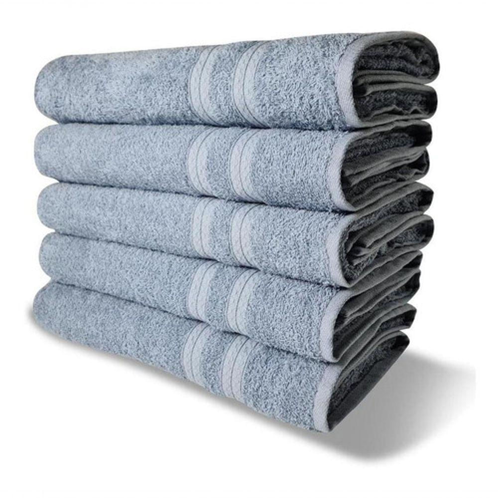 5 Toalhas Super Felpudas Grande E Grossa Algodão 80x150 Azul