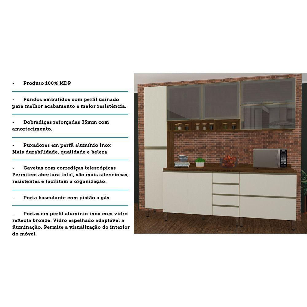 Cozinha Modulada Com Tampo 6 Peças Nogueira Dourado