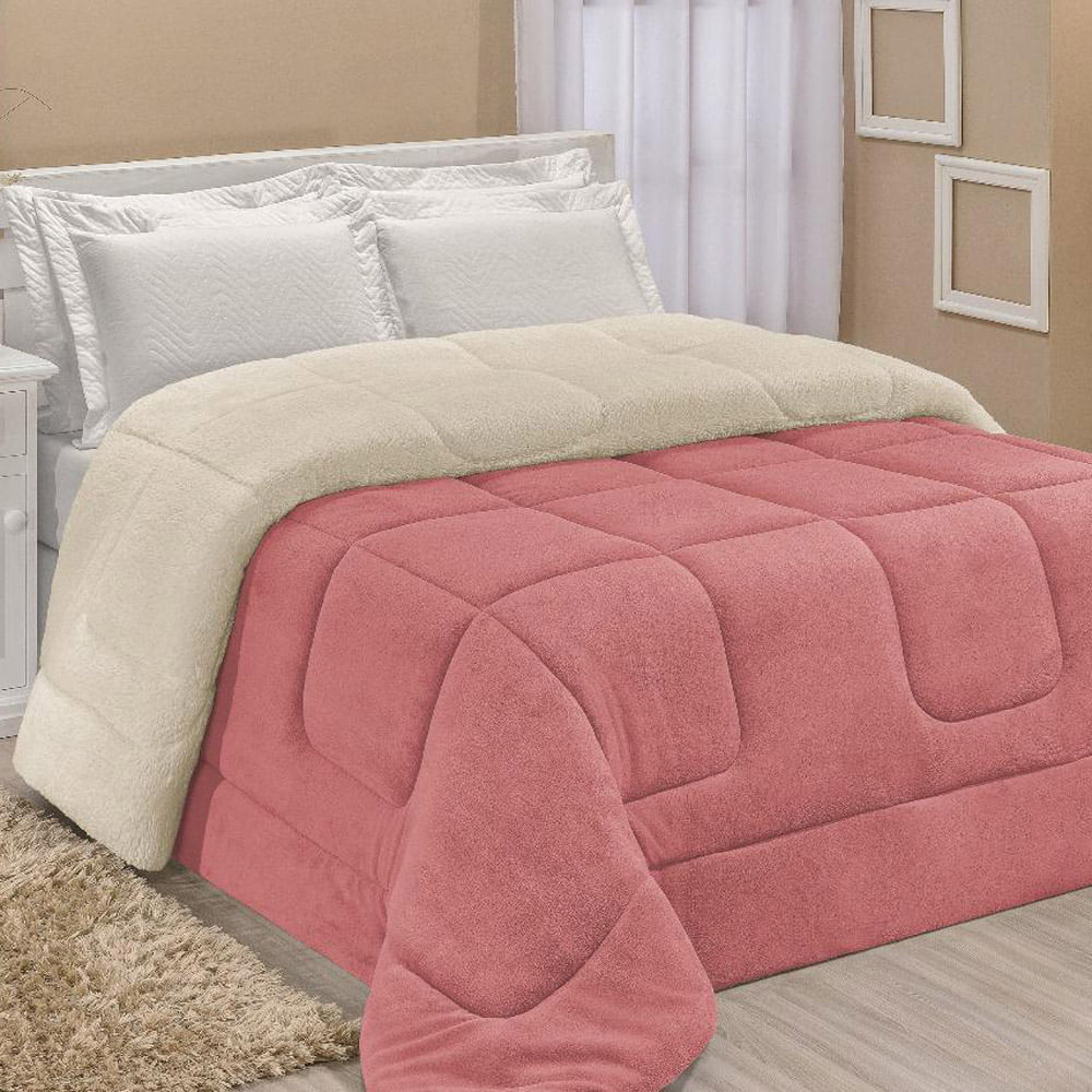 Coberdrom Robust King Manta Soft Sherpa Lã de Carneiro Pesado Grosso 1 Peça - Rosa