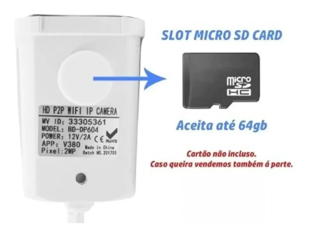 Camera Ip Wifi Externa 2 Antenas Hd Acesso Remoto + Fonte