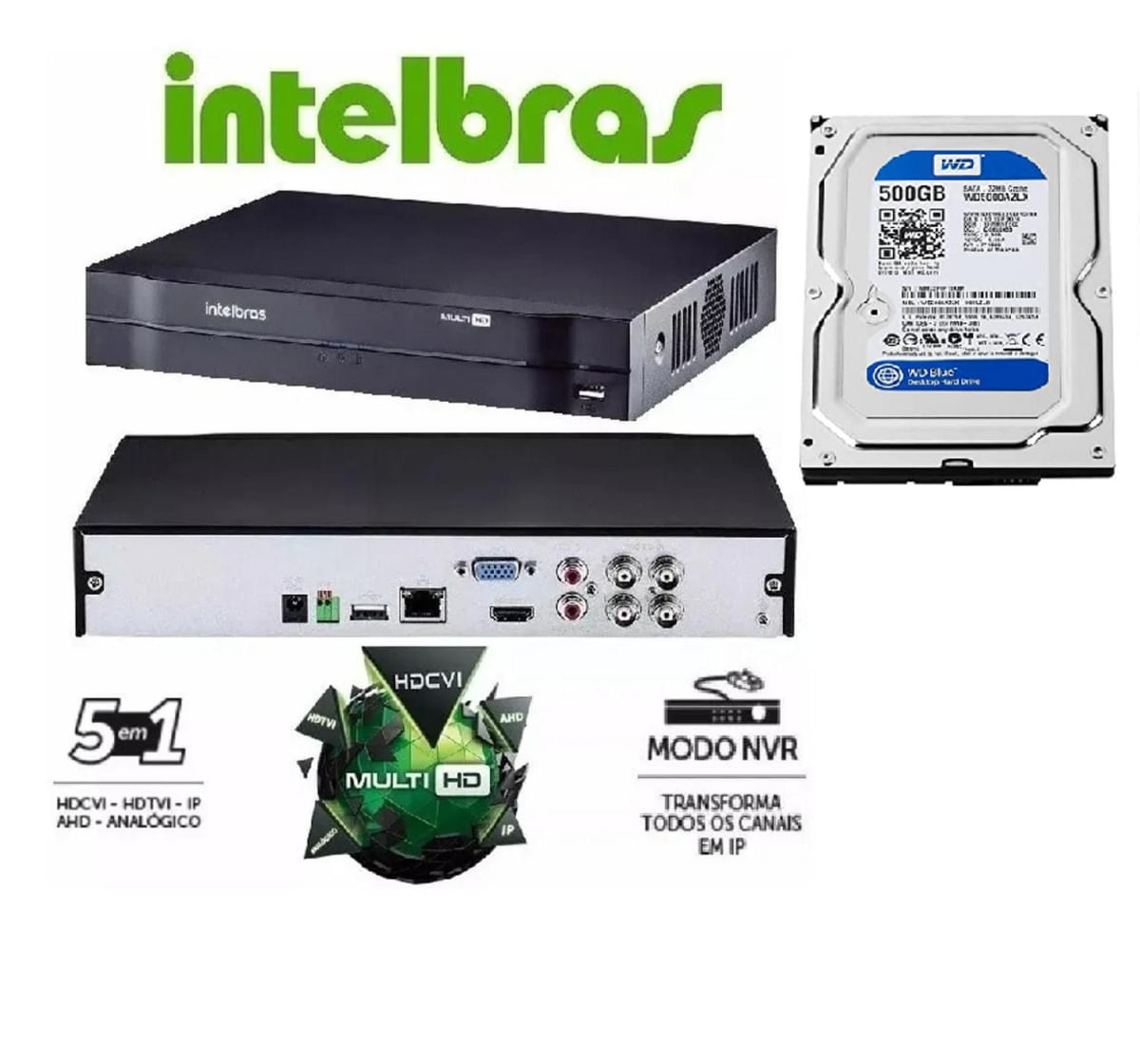 Dvr Intelbras Mhdx 4 Canais Modelo Multi Hd Ultima Geração Lançamento C/ Hd 500GB