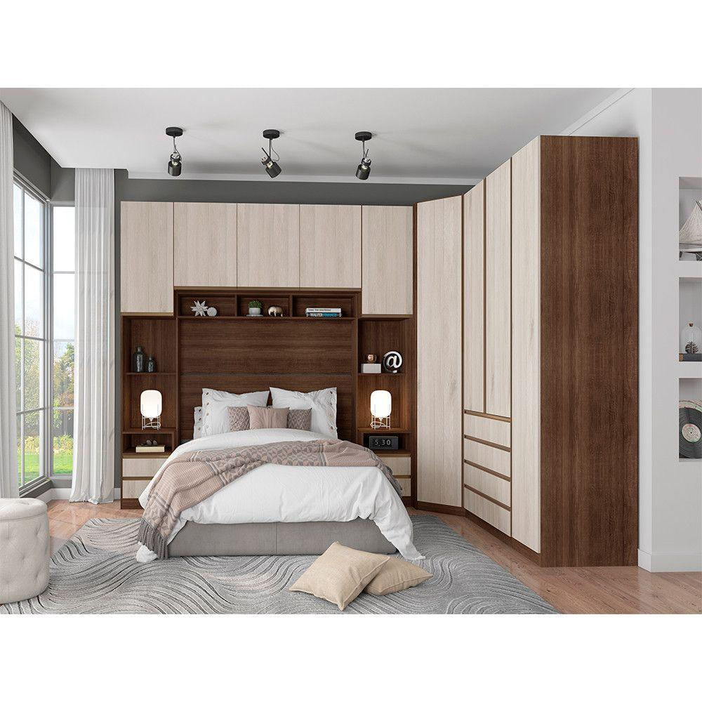 Guarda Roupa 9 Portas 8 Gavetas Nogueira Dourado Legno Crema