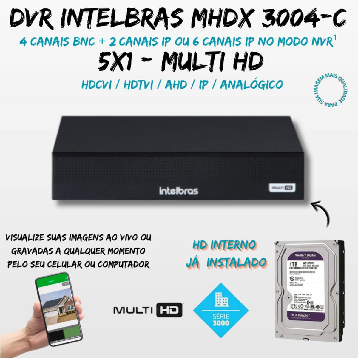 Dvr Multi Hd Intelbras 4Ch Mhdx 3004-C C/1tb purple