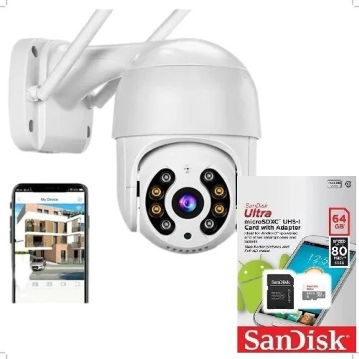 Kit 3 Camera Ip Icsee Wifi + 3 Cartão De Memória Sd 64gb