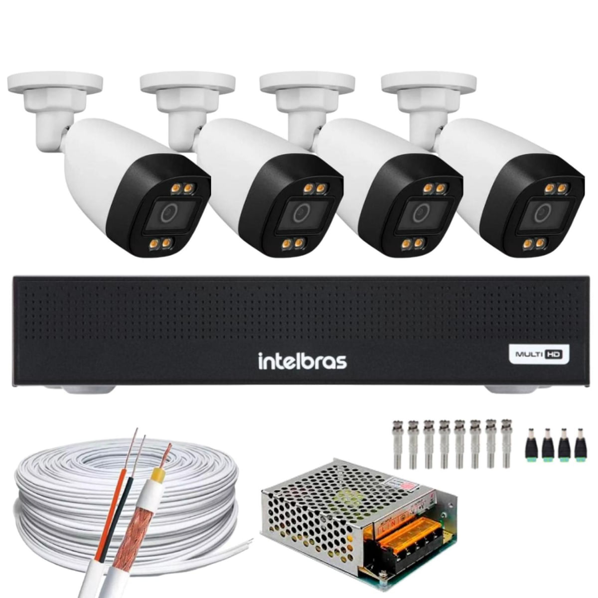 Kit Dvr Intelbras 4 Canais Mhdx 1004-c 4 Câmeras Coloridas