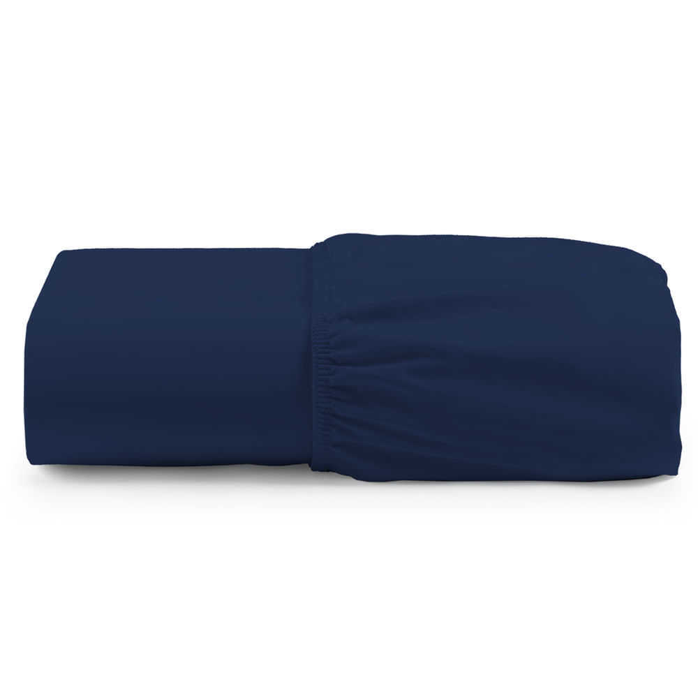 Lençol Unique Avulso de Baixo King com Elástico Micro Percal 400 Fios - Azul Marinho