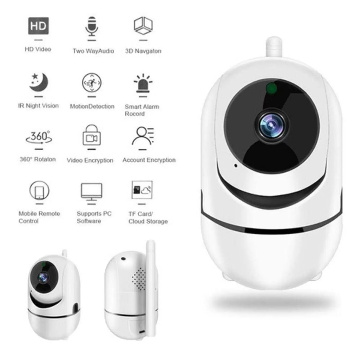 Câmera IP Wifi 720P Robo C/ Áudio Grava CartãoSD