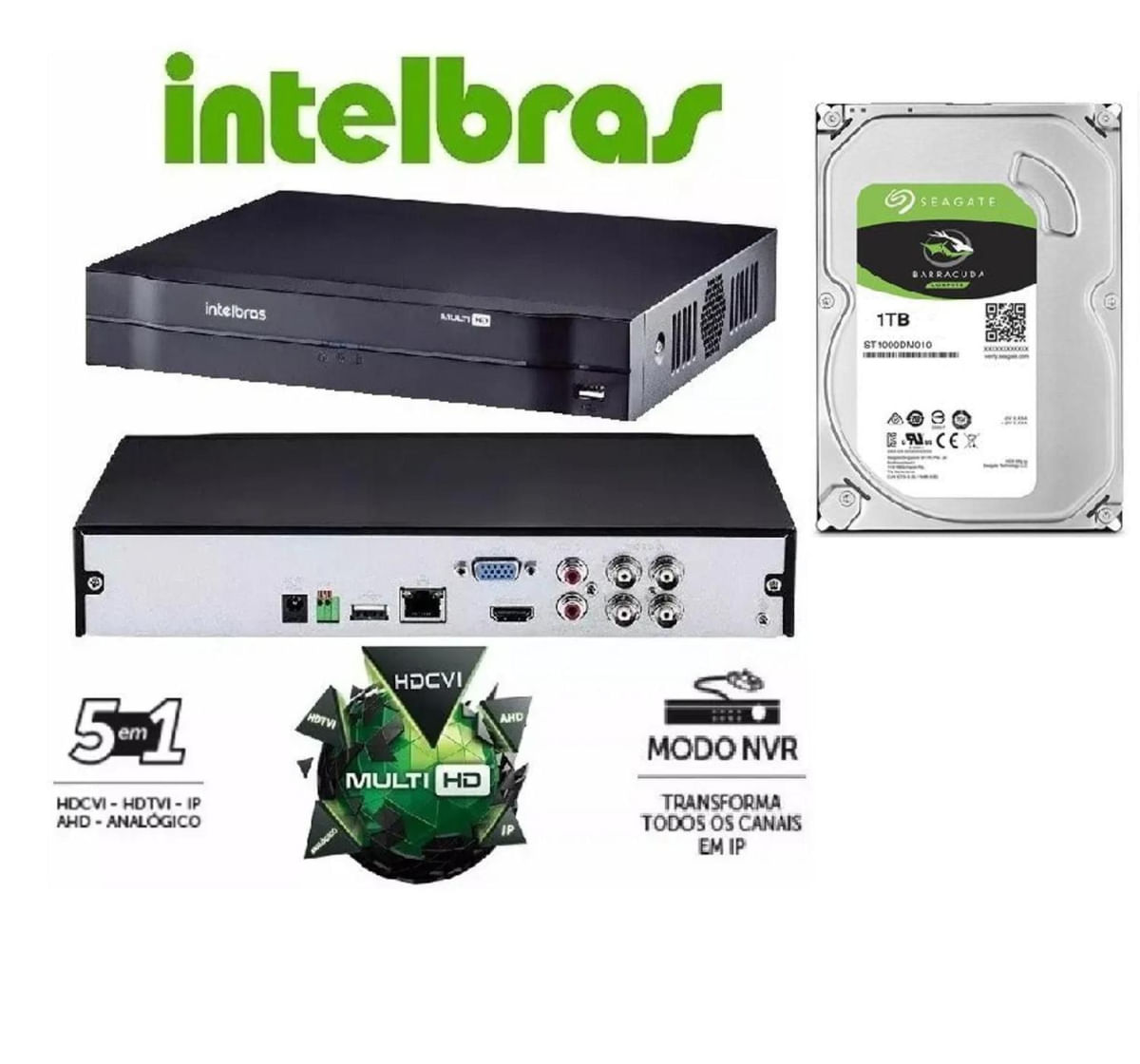 Dvr Intelbras Mhdx 4 Canais Modelo Multi Hd Lançamento C/ Hd 1TB