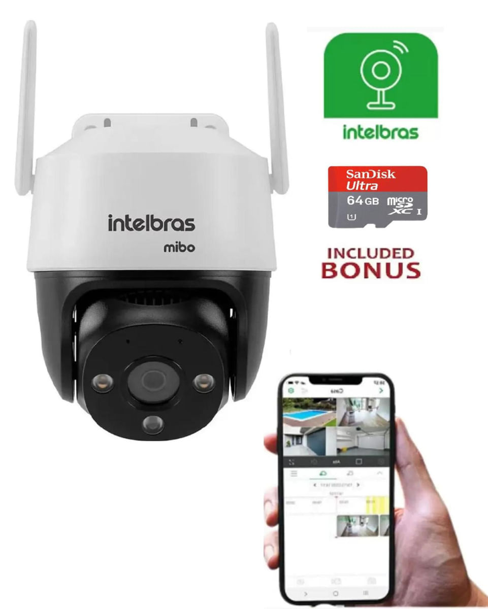 Câmera De Segurança Im7 Full Color 360° Speed Dome Intelbras c/ Cartão de Memoria 64gb