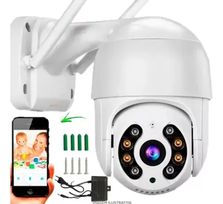 Camera Wifi Ip Hd Rotativa Externa Visao Noturna Prova Dàgua