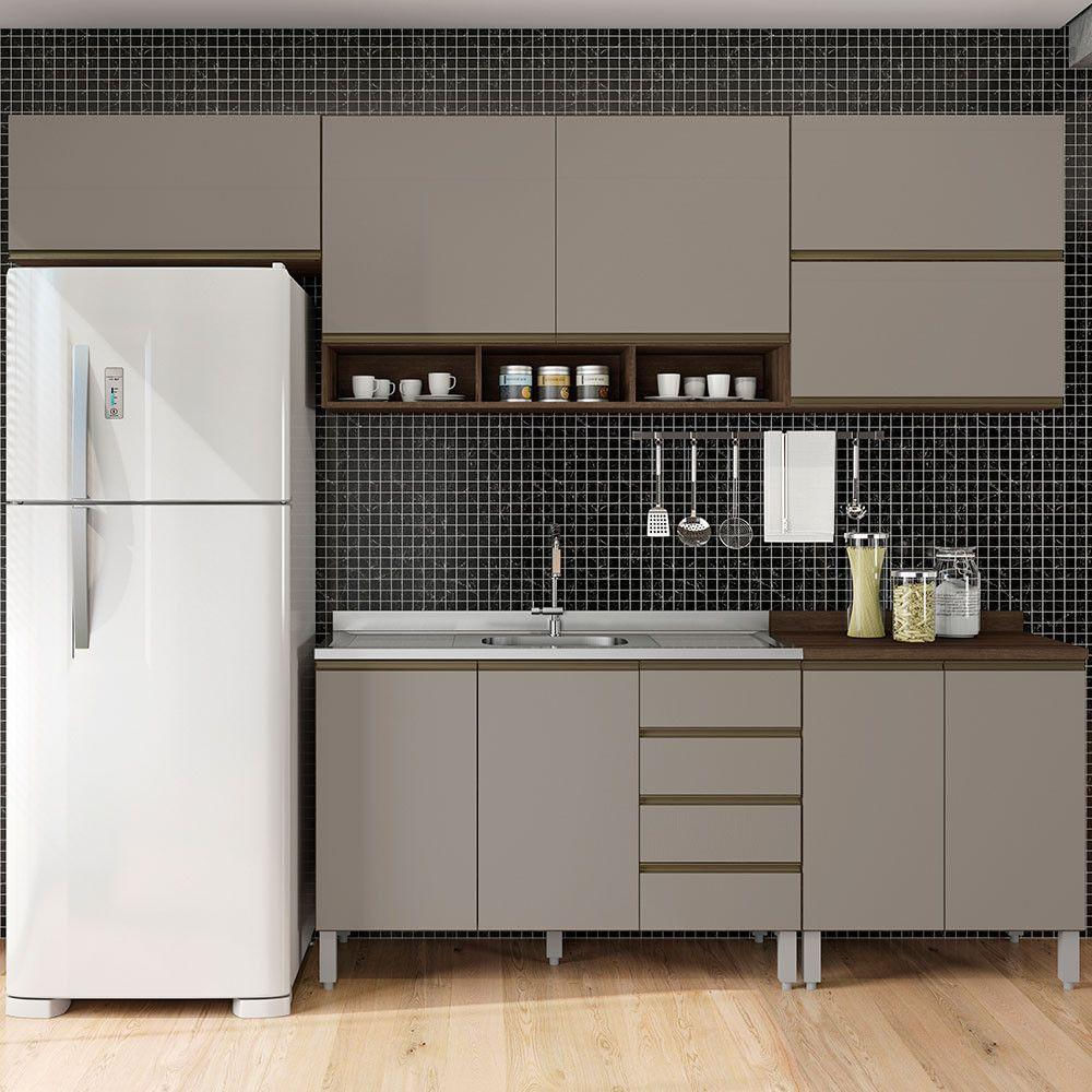 Cozinha 6 Pçs Nogueira Dourado Com Connect Jade