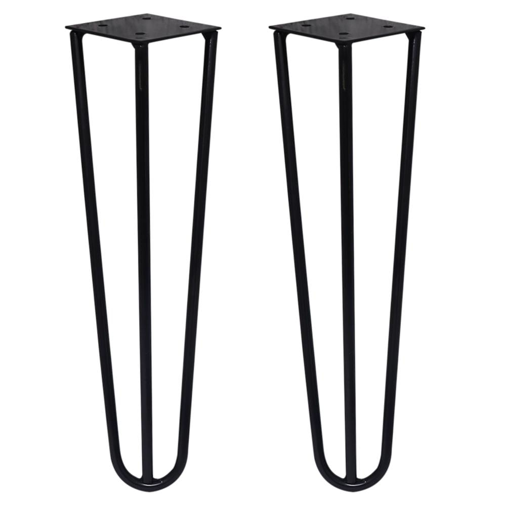 Kit 2 Pés de Metal 25 CM Hairpin Legs Mesas de Centro Puffs Preto G41