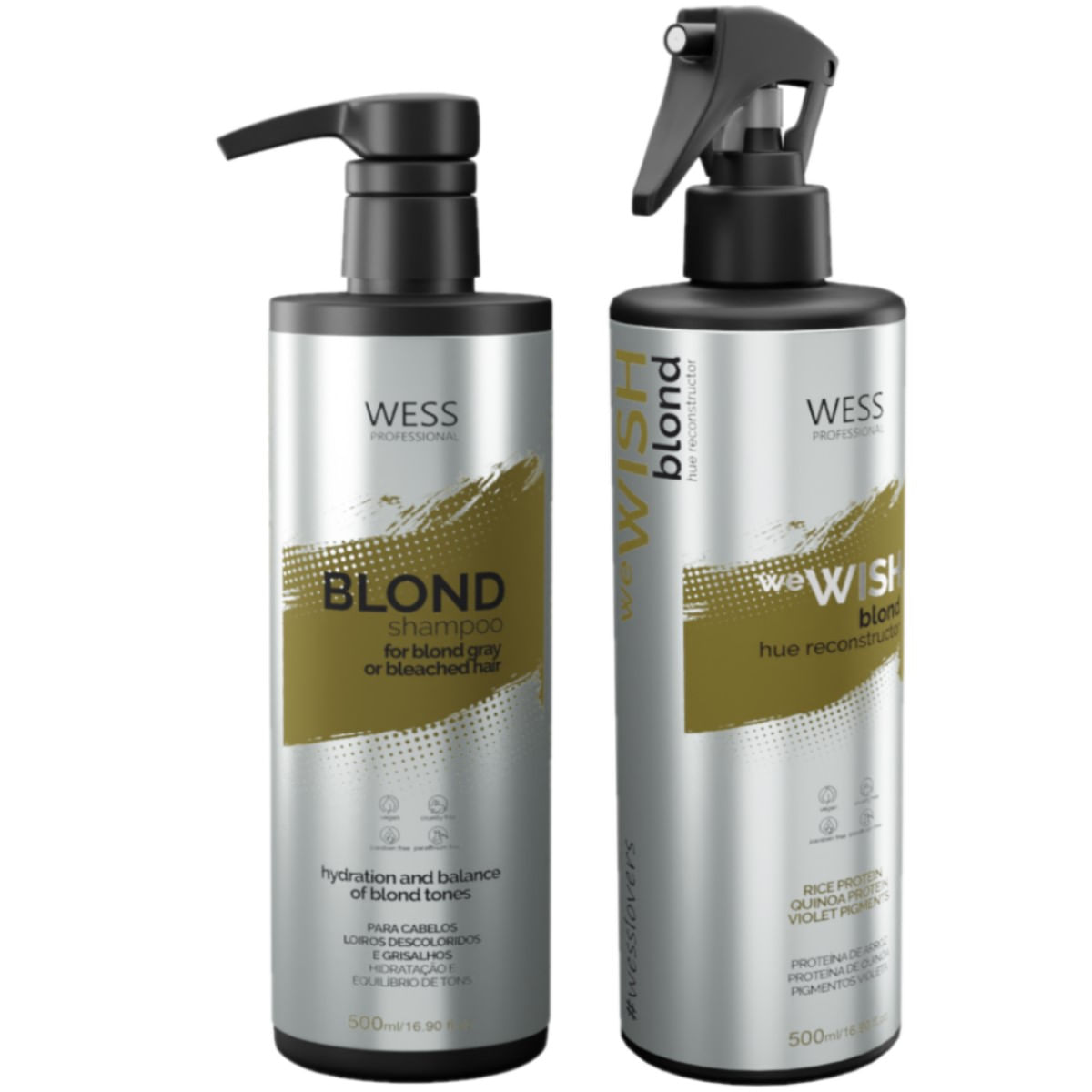 Kit Wess Blond Shampoo 500ml + We Wish Matizador 500ml