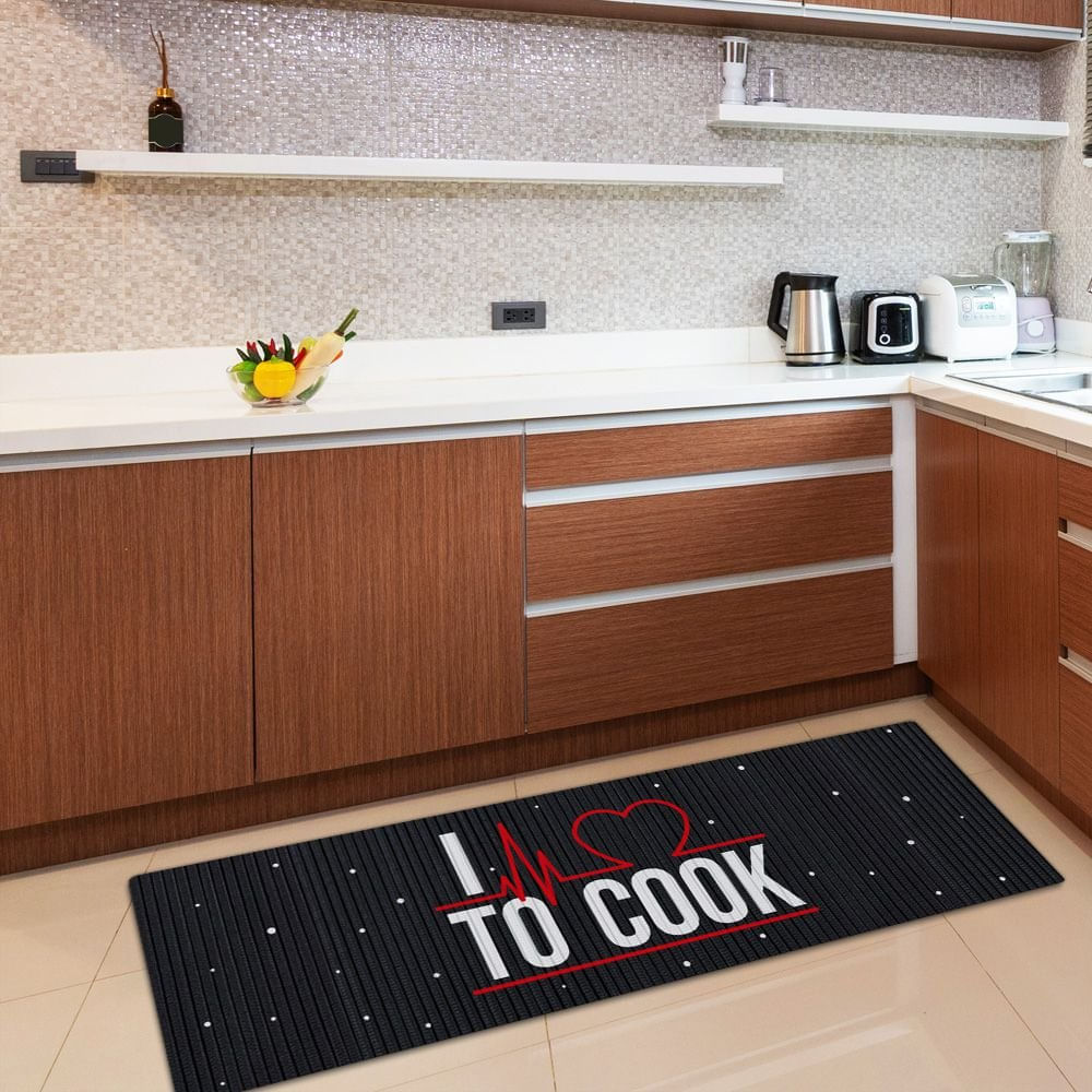 Tapete de Cozinha I Love To Cook Decoração Geek cor:Preto