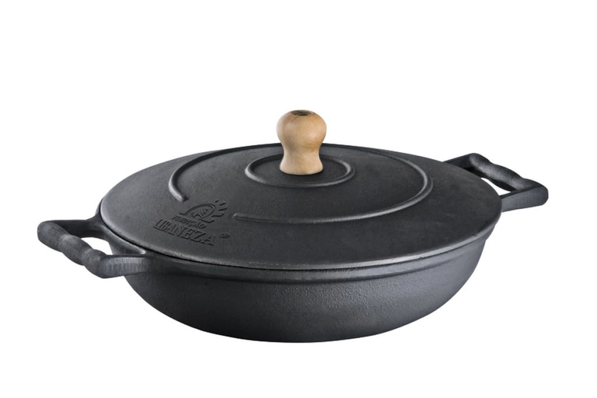 Frigideira Com Alça De Ferro E Tampa De Ferro 2,9 Lts 26 Cm