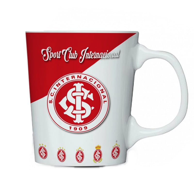 Caneca Porcelana Premium BrasFoot Inter 260ML Licenciada Branco