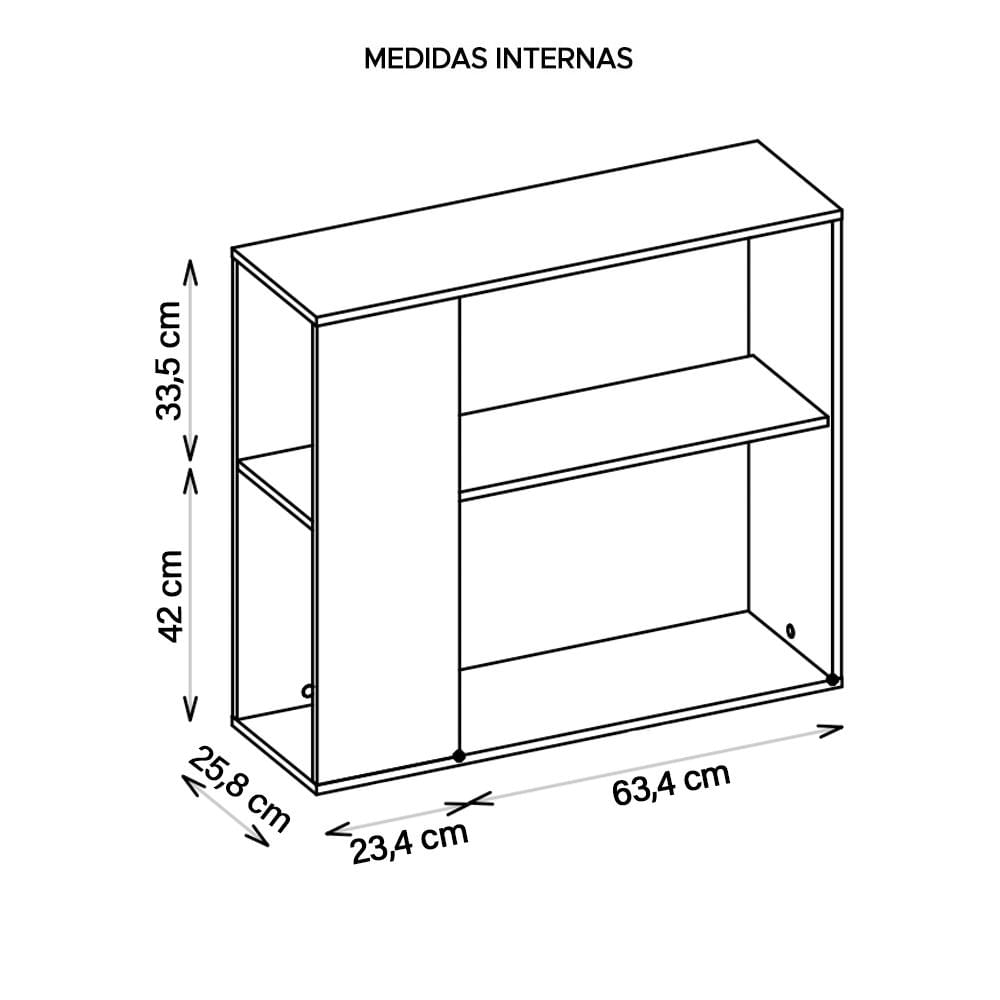 Aparador Buffet Decorativo 1 Prateleira Opala Branco Caemmun