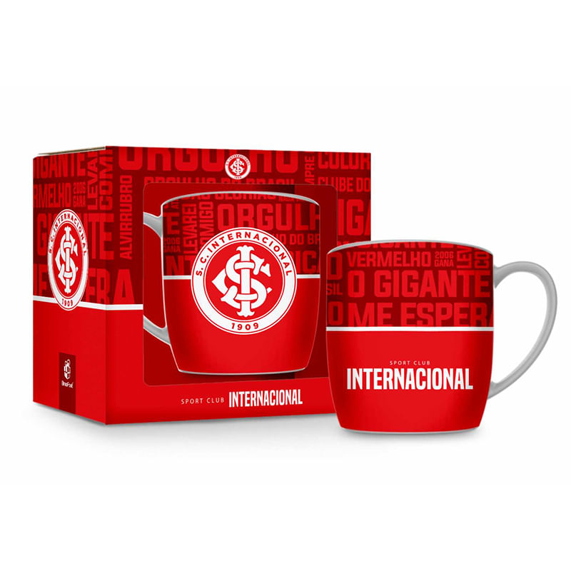 Caneca Porcelana Premium BrasFoot Inter 02 360 ML Urban Licenciada Branco