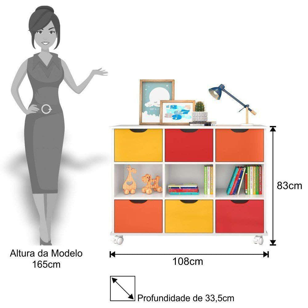 Nicho Organizador Com 6 Gavetas Coloridas E Rodízios Qmovi