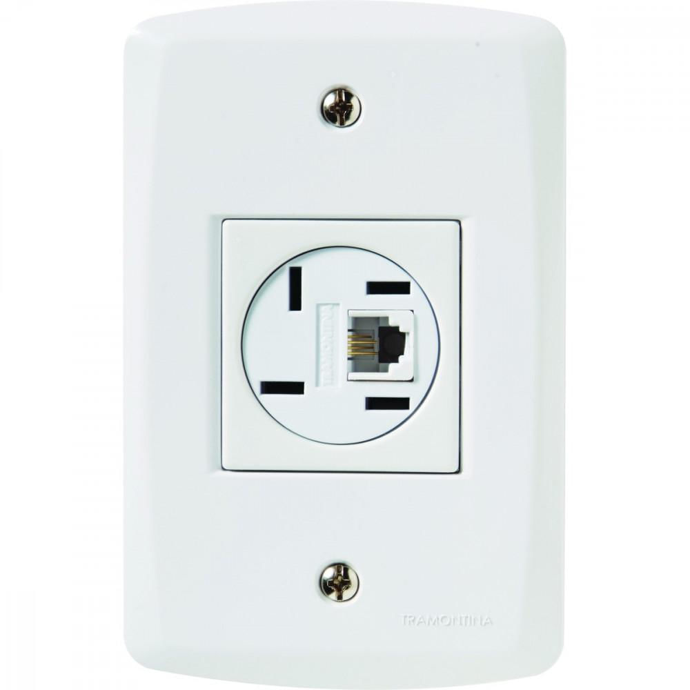 Conjunto 4x2 com 1 Tomada Telefone 4P e RJ11 Tramontina Lux2 Branco