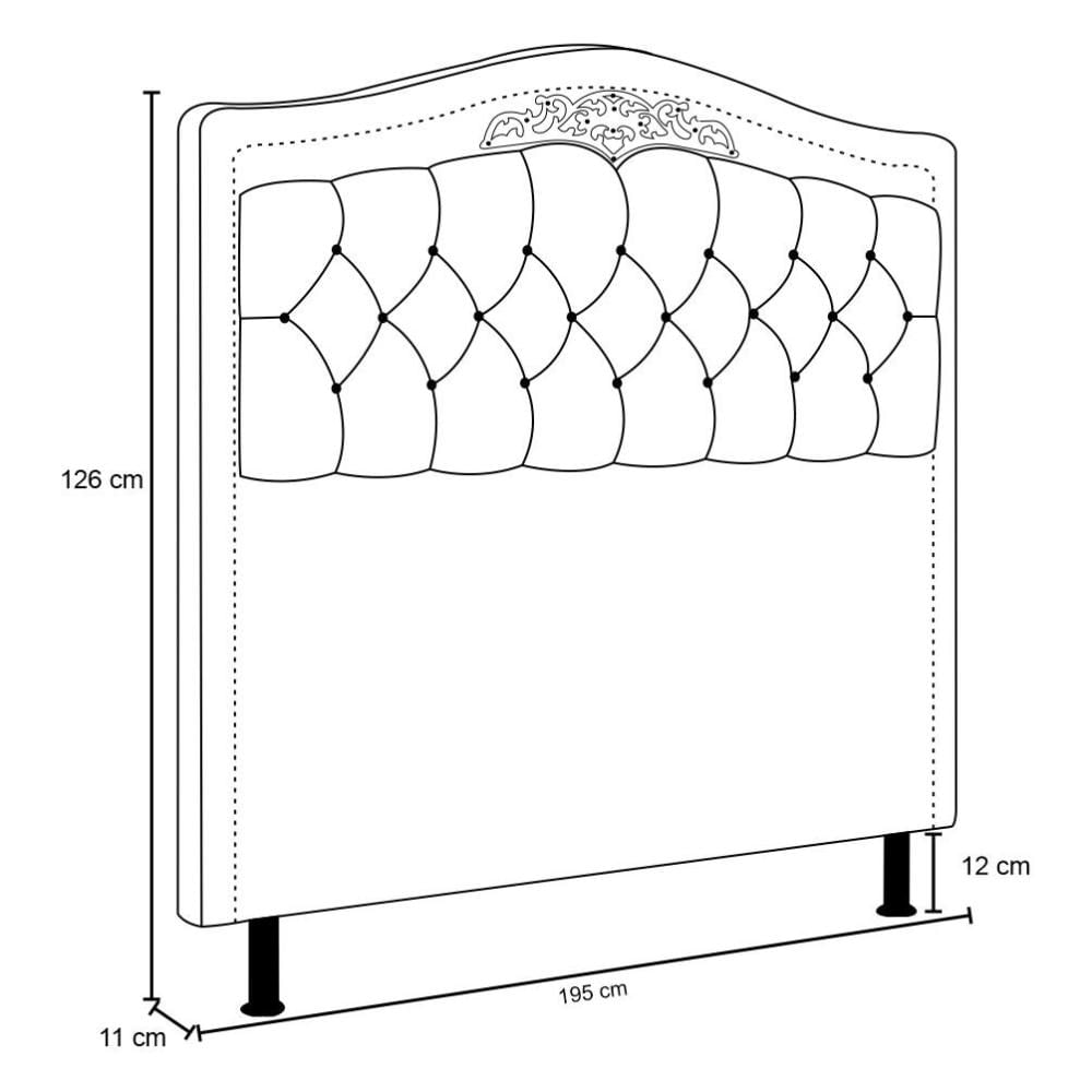 Cabeceira Cama Box Casal King 195cm com Tachas Imperial J02 Linho Areia - Mpozenato