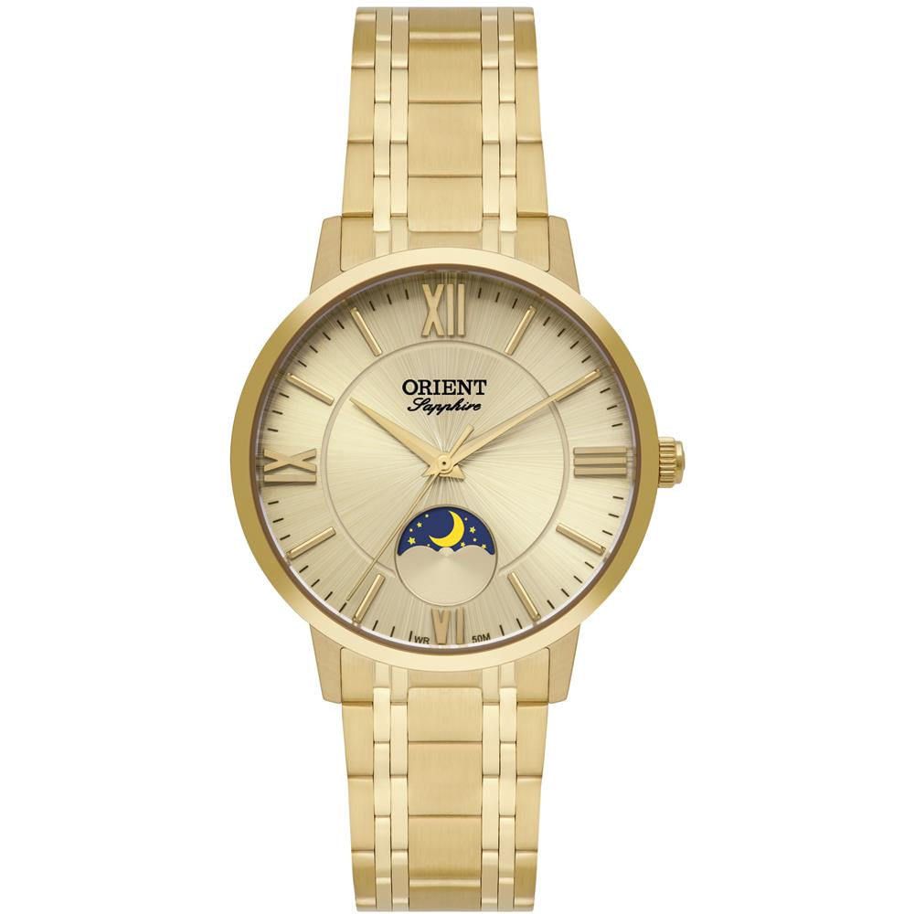 Relógio Orient Feminino Ref:Fgss0220 C3kx Fases Da Lua Dourado