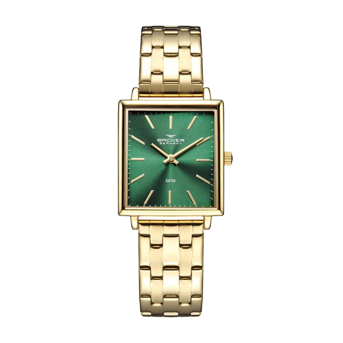 Relógio Backer Feminino Ref:3662145l Vd Retangular Dourado