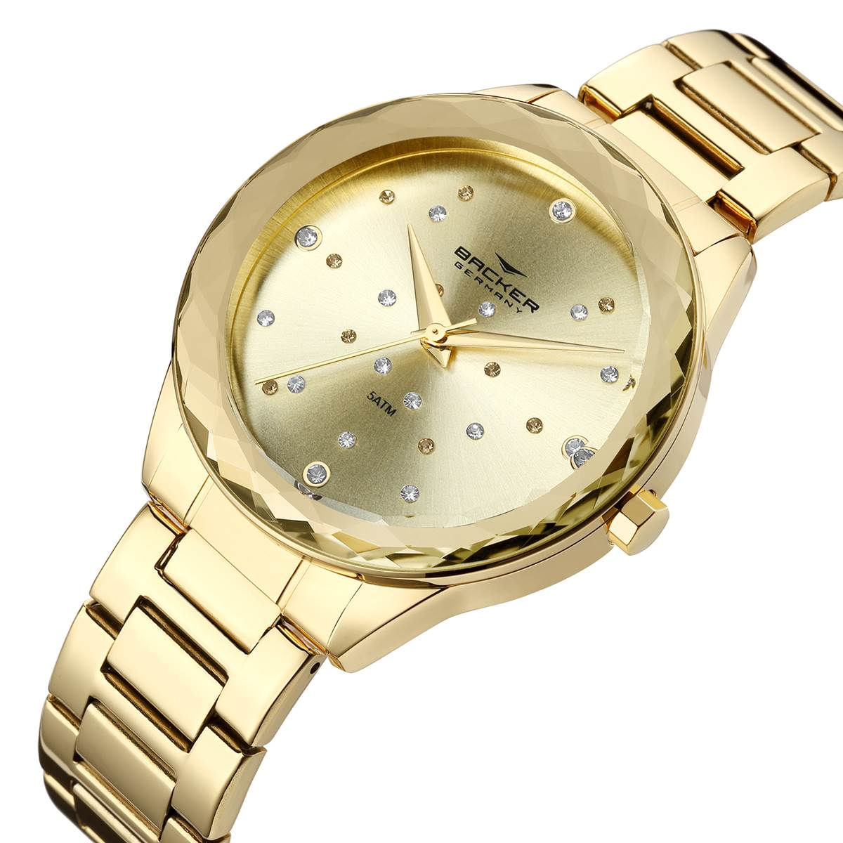 Relógio Backer Feminino Ref:4005145f Ch Fashion Dourado