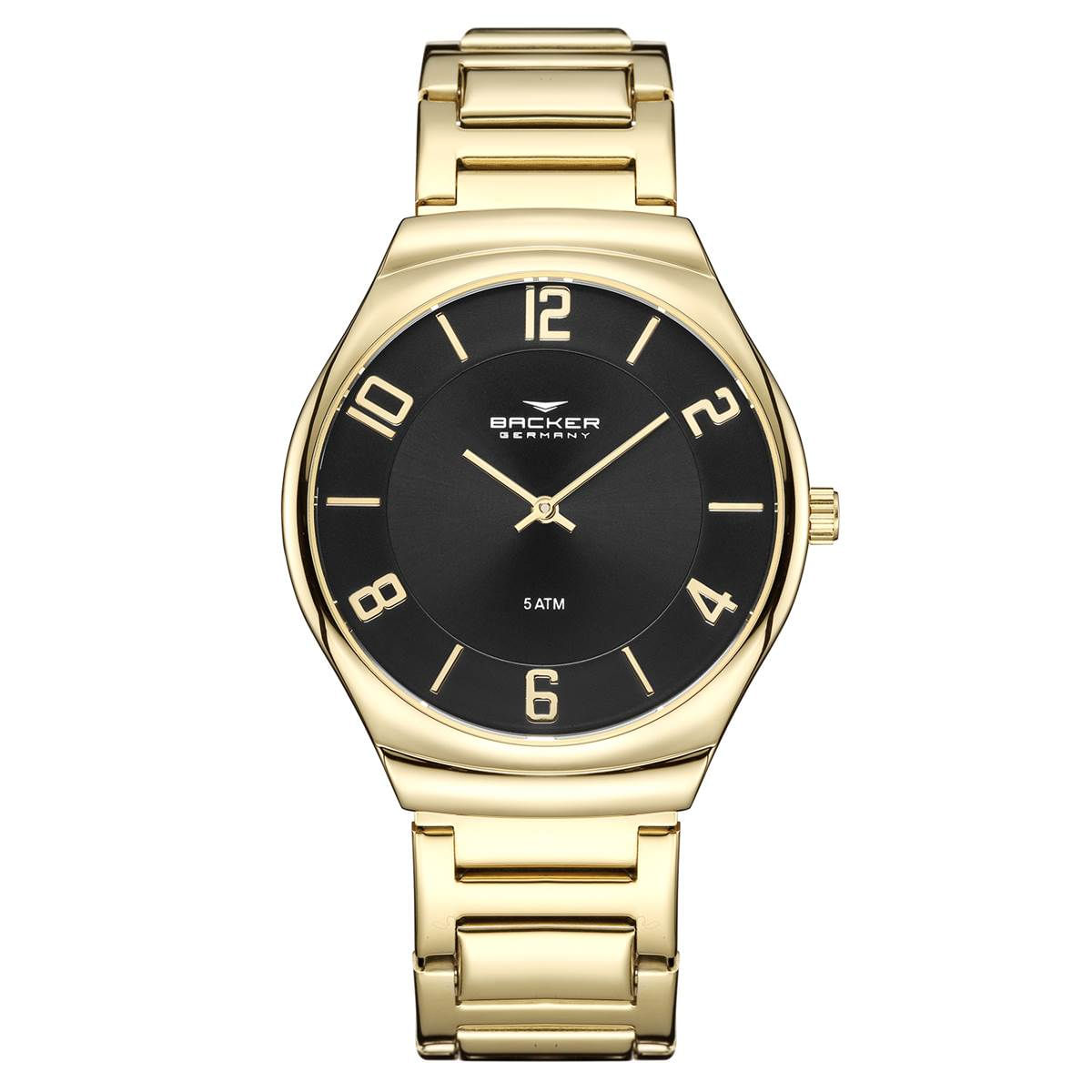 Relógio Backer Feminino Ref:6323145m Pr Casual Dourado