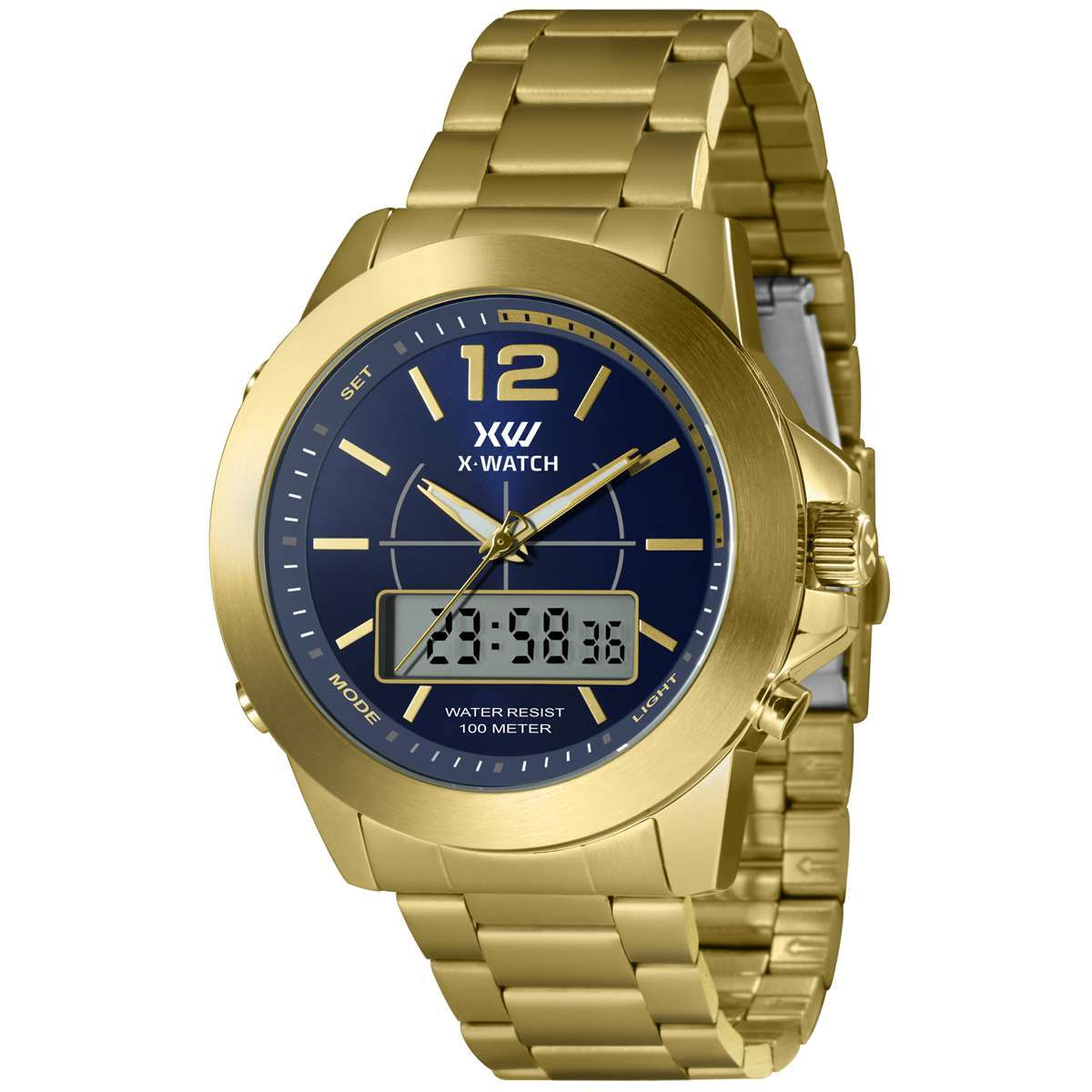 Relógio X-Watch Masculino Ref:Xmgsa009 D2kx Dourado Anadigi