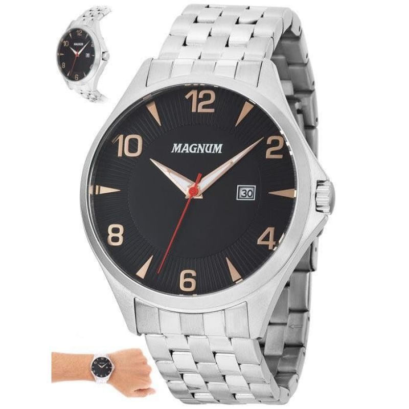 Relógio Magnum Masculino Ref:Ma33291t Casual Prateado