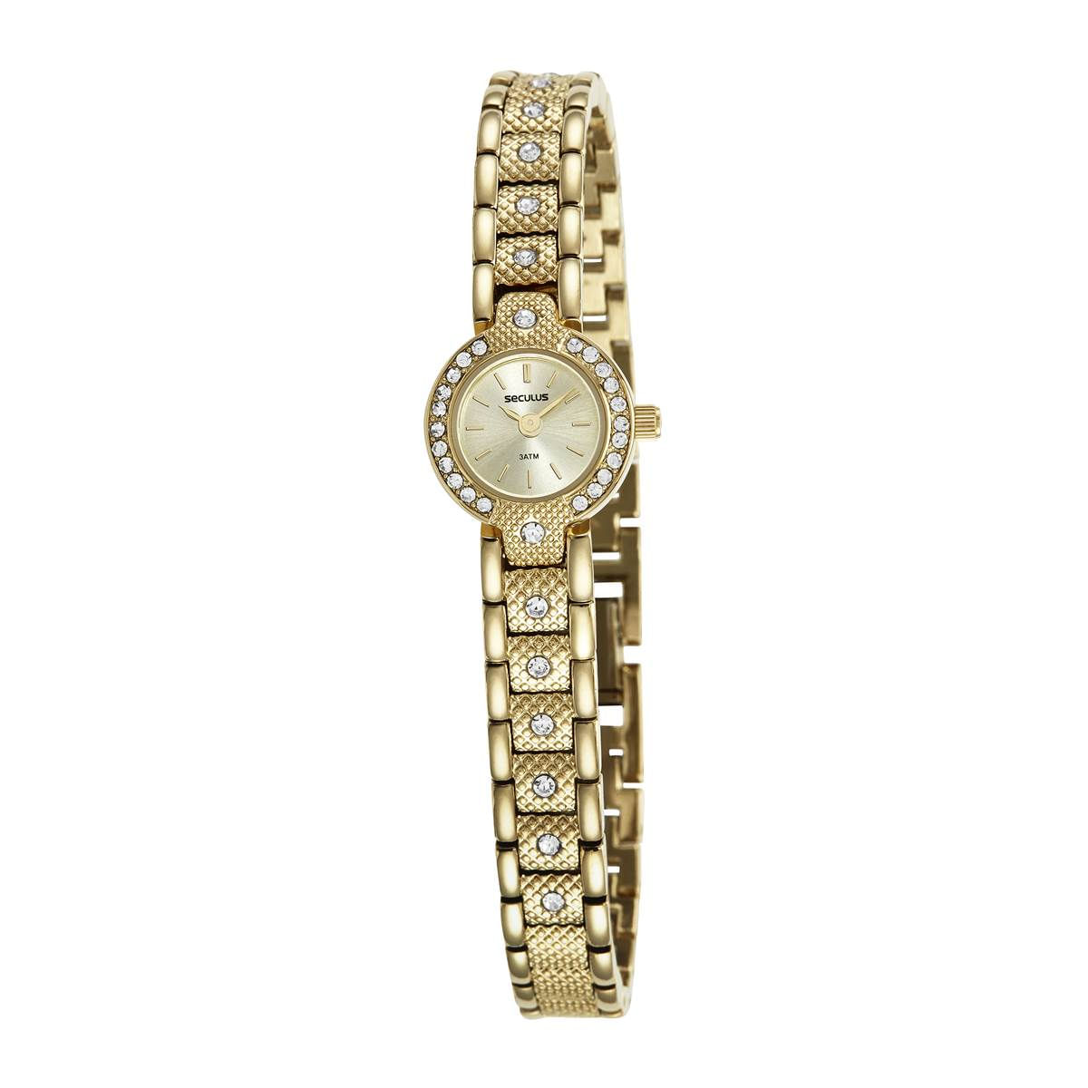 Relógio Seculus Feminino Ref:44067lpsvdb1 Social Mini Dourado