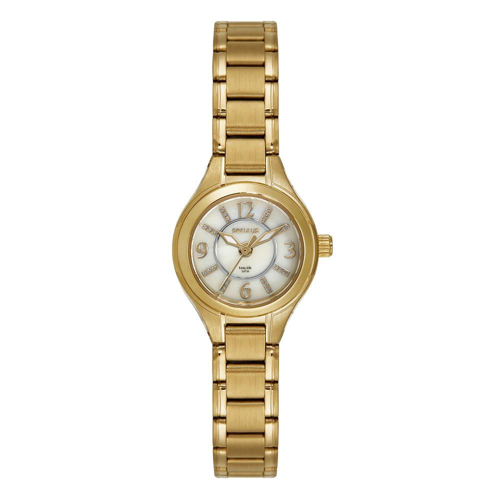 Relógio Seculus Feminino Ref:44189lpsvda1 Clássico Aço Dourado