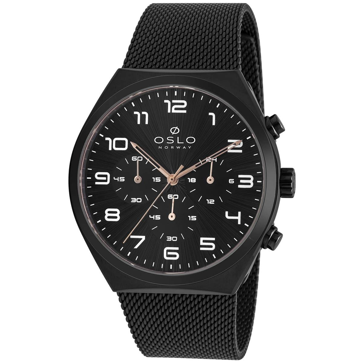 Relógio Oslo Masculino Ref:Ompsscvd0008 P2px Slim Cronógrafo Black