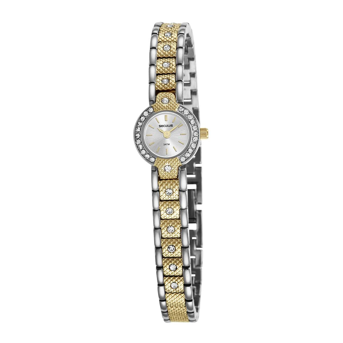 Relógio Seculus Feminino Ref:44067lpsvbb2 Social Mini Bicolor