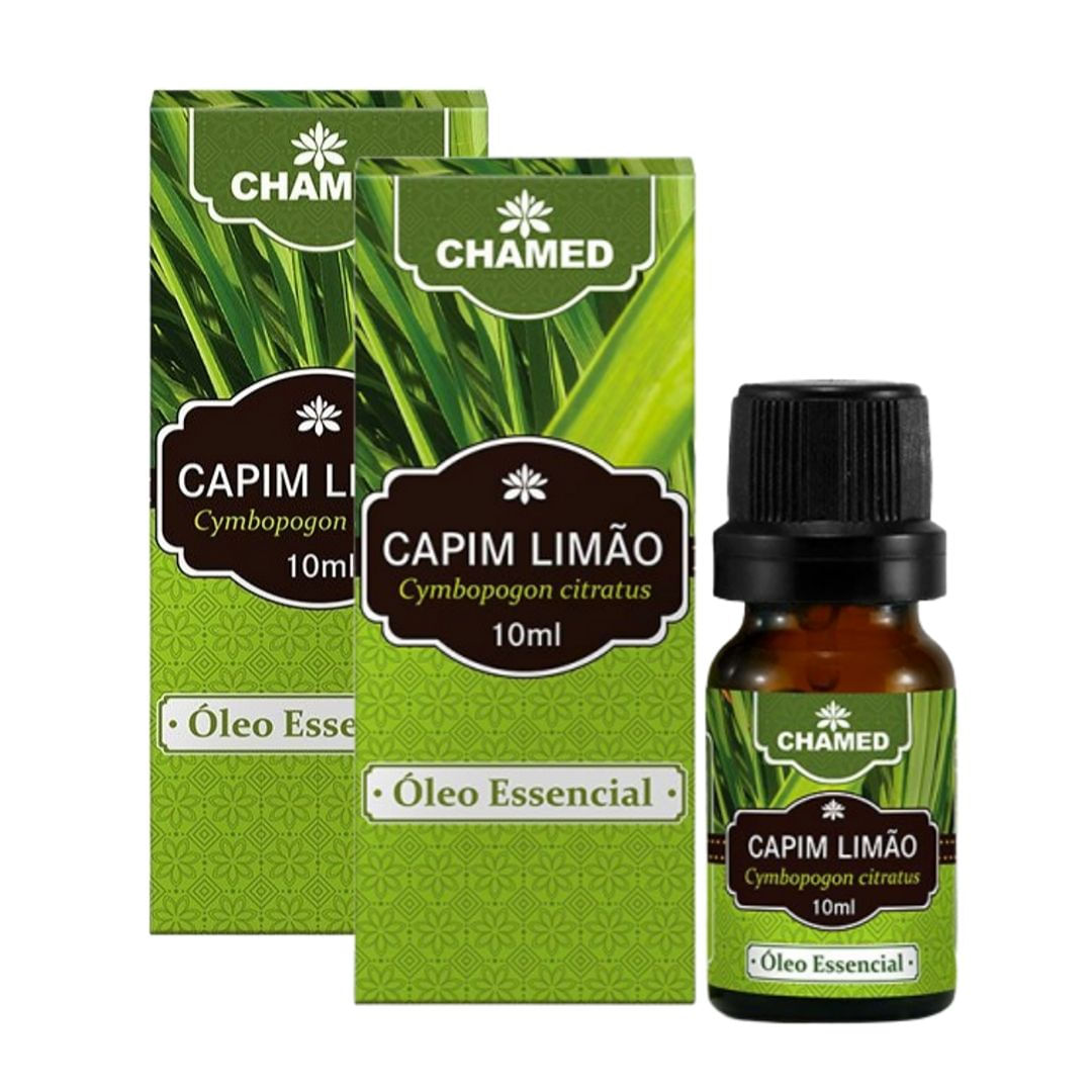 Óleo Essencial de Capim Limão 10ml    100% Puro Chamel      Kit com 2 Frascos