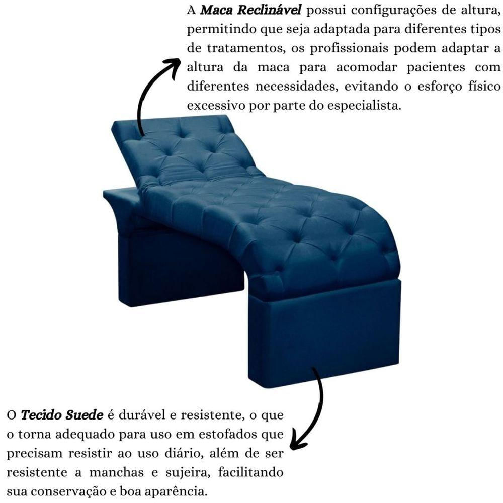 Maca Estofada Estética Cílios Regulável Spa Suede Ana azul Marinho