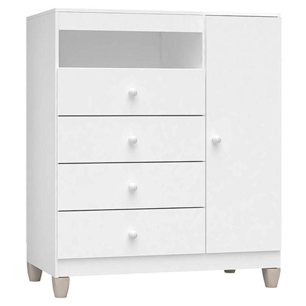 Quarto De Bebê 4 Portas Ternura Baby Com Berço Mirelle Branco Brilho - Incorplac