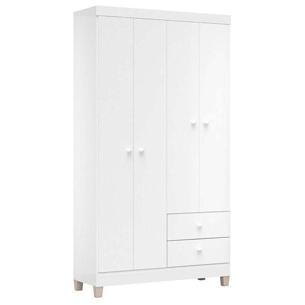 Quarto De Bebê 4 Portas Ternura Baby Com Berço Mirelle Branco Brilho - Incorplac