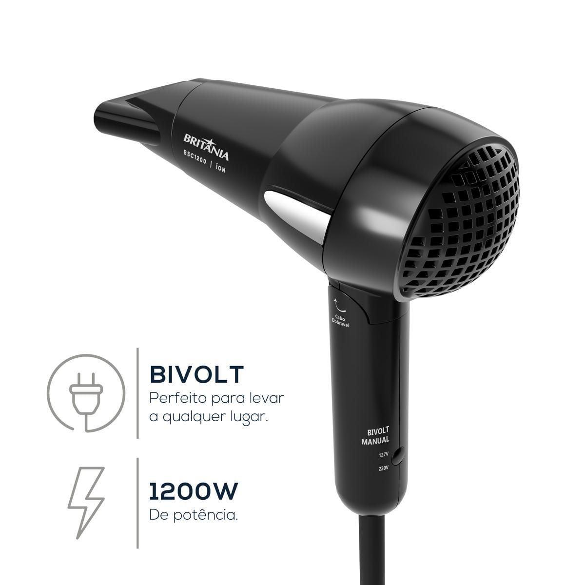 Secador de Cabelos Britânia 1200W Bivolt BSC1200 Bivolt