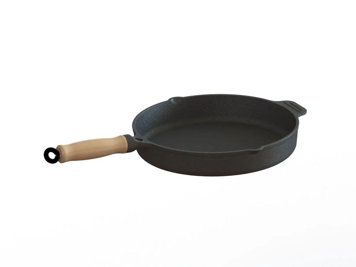 Frigideira Ferro Fundido Sem Tampa Cabo Madeira 1,3 Lts 22cm