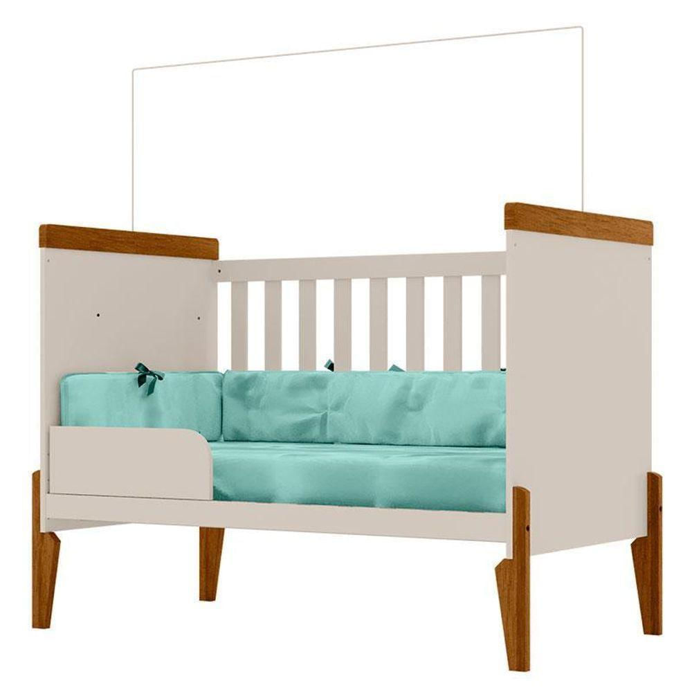 Quarto De Bebê Retro Maya Com Berço Americano Emilly Off White Carvalho - Canaã