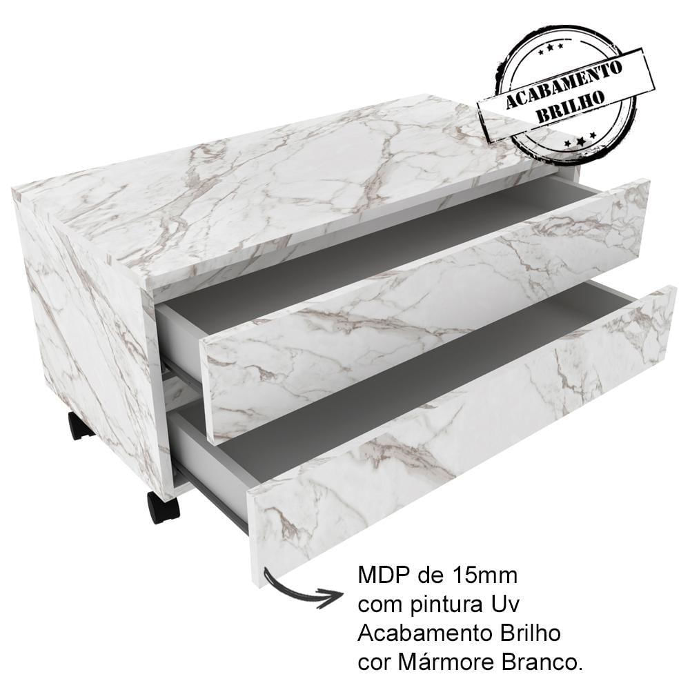 Gabinete Para Banheiro 2 Gavetas Bn3603 Marmore Branco