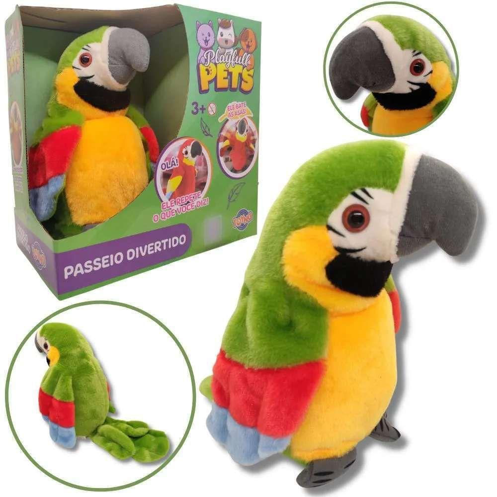 Pelúcia Arara Eletrônica Playfull Pets Com Som E Movimento arara Verde