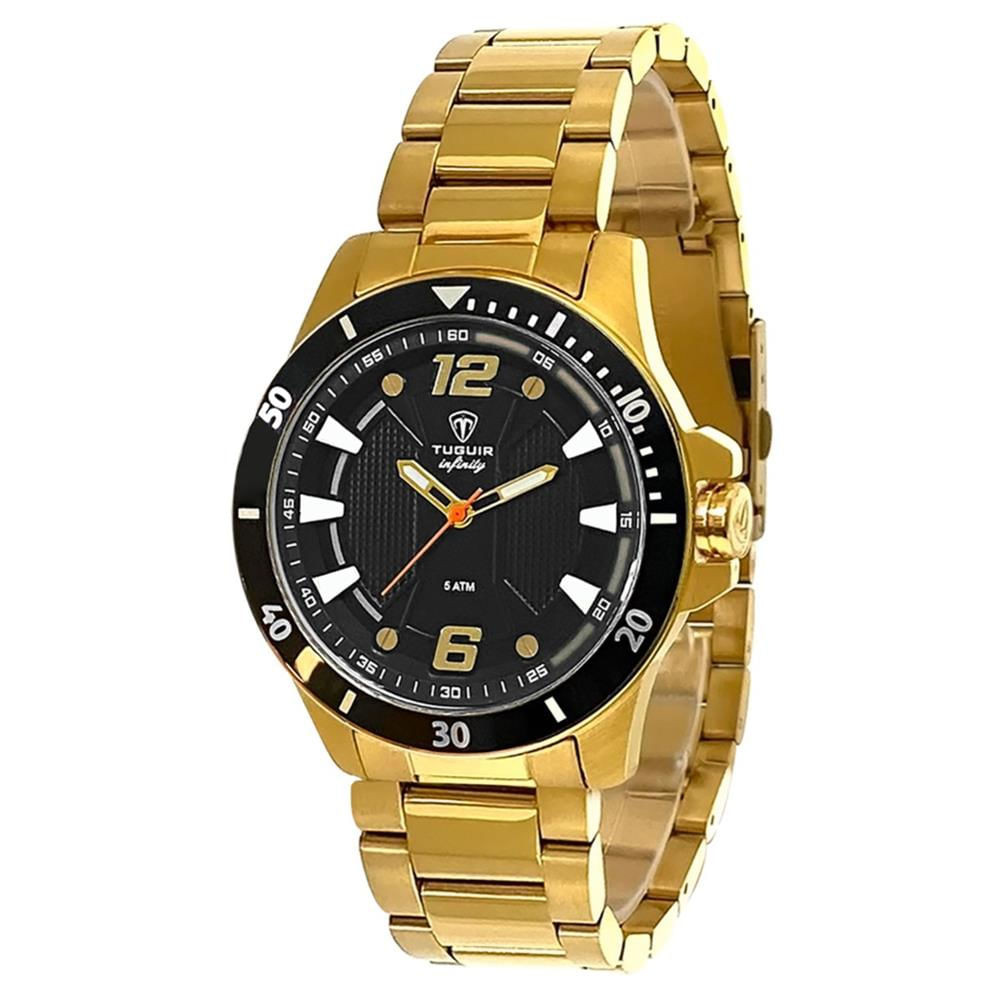Relógio Tuguir Masculino Ref:9166a Tgi37000 Casual Aço Dourado