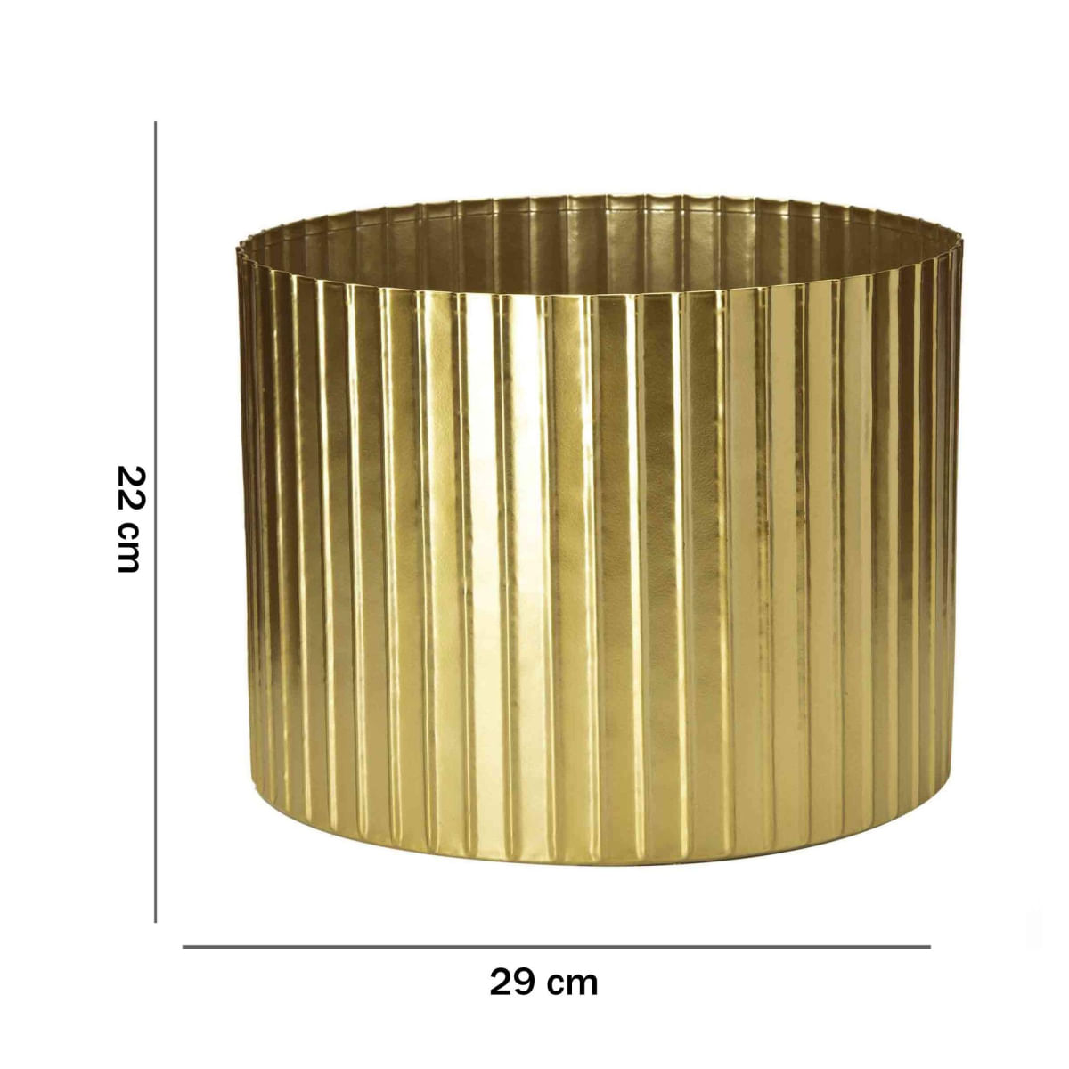 Cachepot Decorativo de Metal 3D Dourado 22x29 cm - D'Rossi