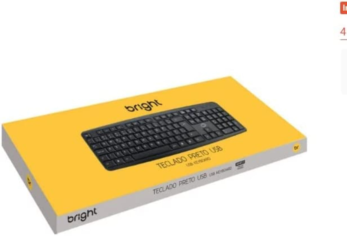 Teclado USB Com Fio 130 cm Bright 0014 Basic - Preto