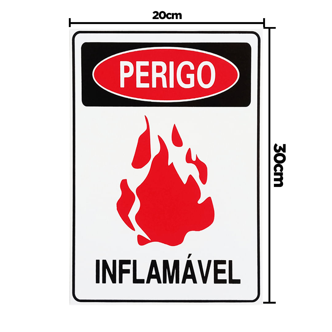 Placa De Sinalização Perigo Inflamável 20x30 Acesso - S-208 F9e