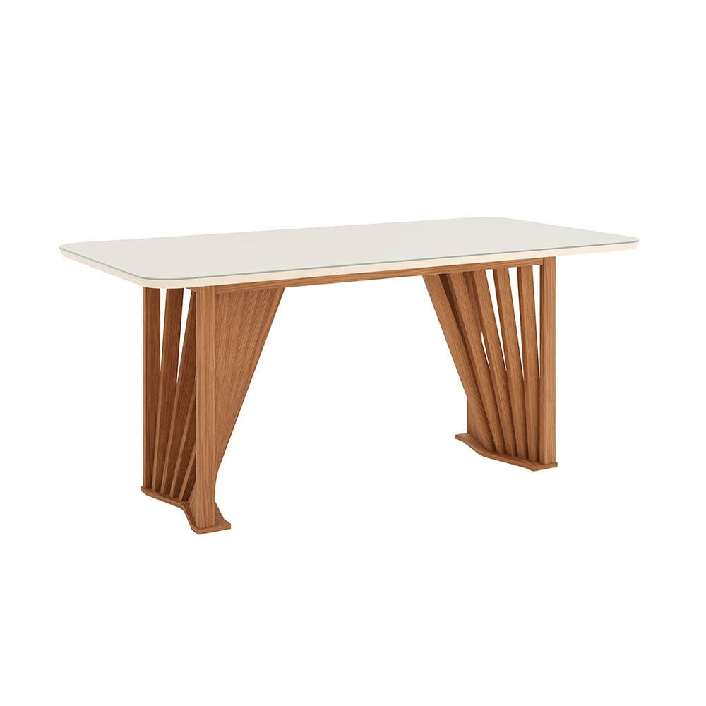 Conjunto de Mesa Adriana com 6 Cadeiras Malu Henn Nat/Off/Linho