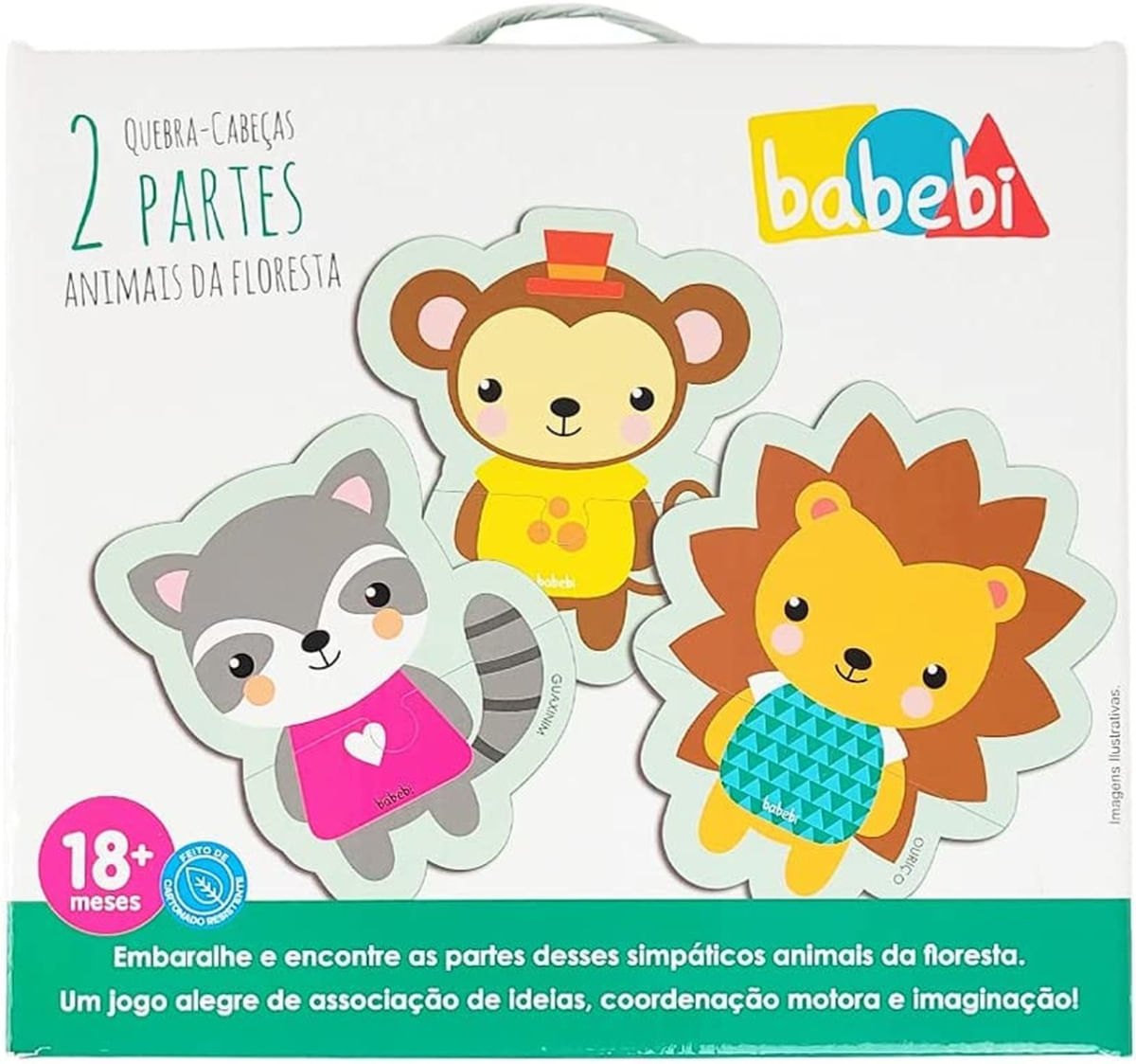 Quebra Cabeça 2 Partes Animais da Floresta - Babebi 6001